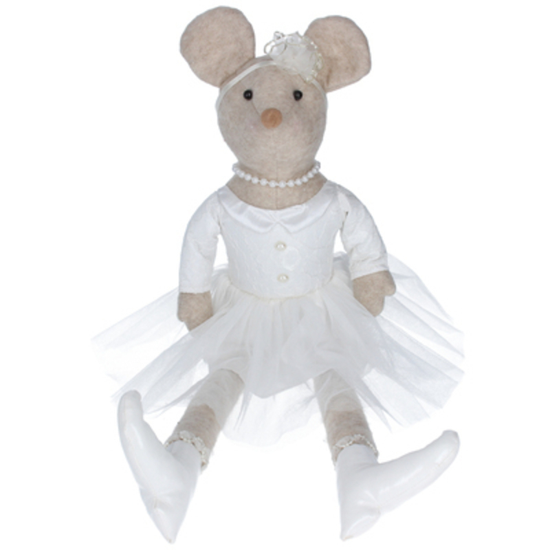 This large fabric sitting Princess Mouse Christmas Ornament by designer Gisela Graham will make a lovely addition to your Christmas decorations. Sure to make everyone smile.  This pretty mouse is wearing a white tutu dress and pearls round her neck and it will delight for years to come. It will compliment any Christmas deccorations and could be sat next to your Christmas Tree or in your hallway or on your mantlepiece at Christmas year after year. Remember Booker Flowers and Gifts for Gisela Graham Christmas Decorations. 